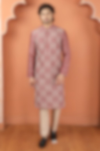 Rust Pink Chanderi Dori Work Kurta Set by PARA at Pernia's Pop Up Shop