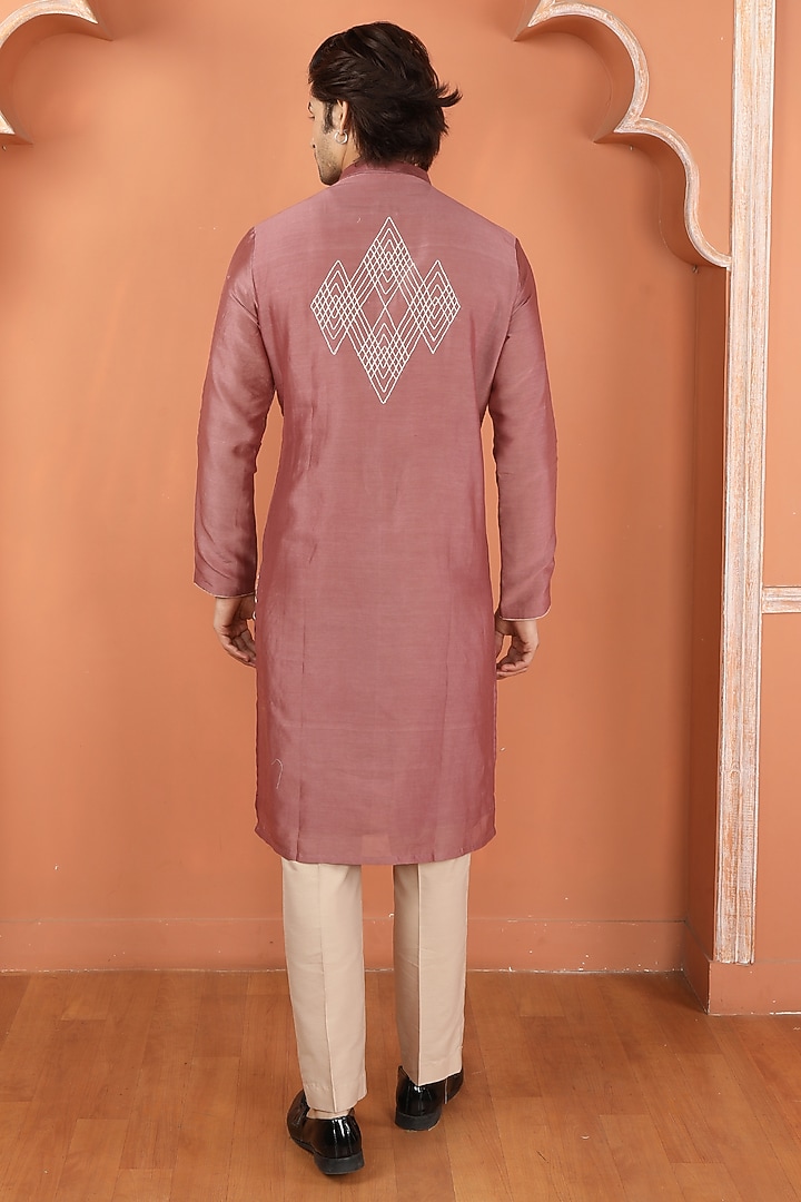 Rust Pink Chanderi Dori Work Kurta Set by PARA at Pernia's Pop Up Shop