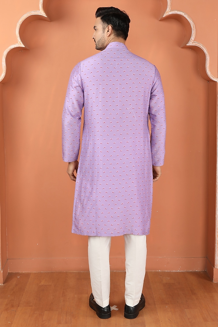 Mauve Silk Printed Kurta Set by PARA at Pernia's Pop Up Shop