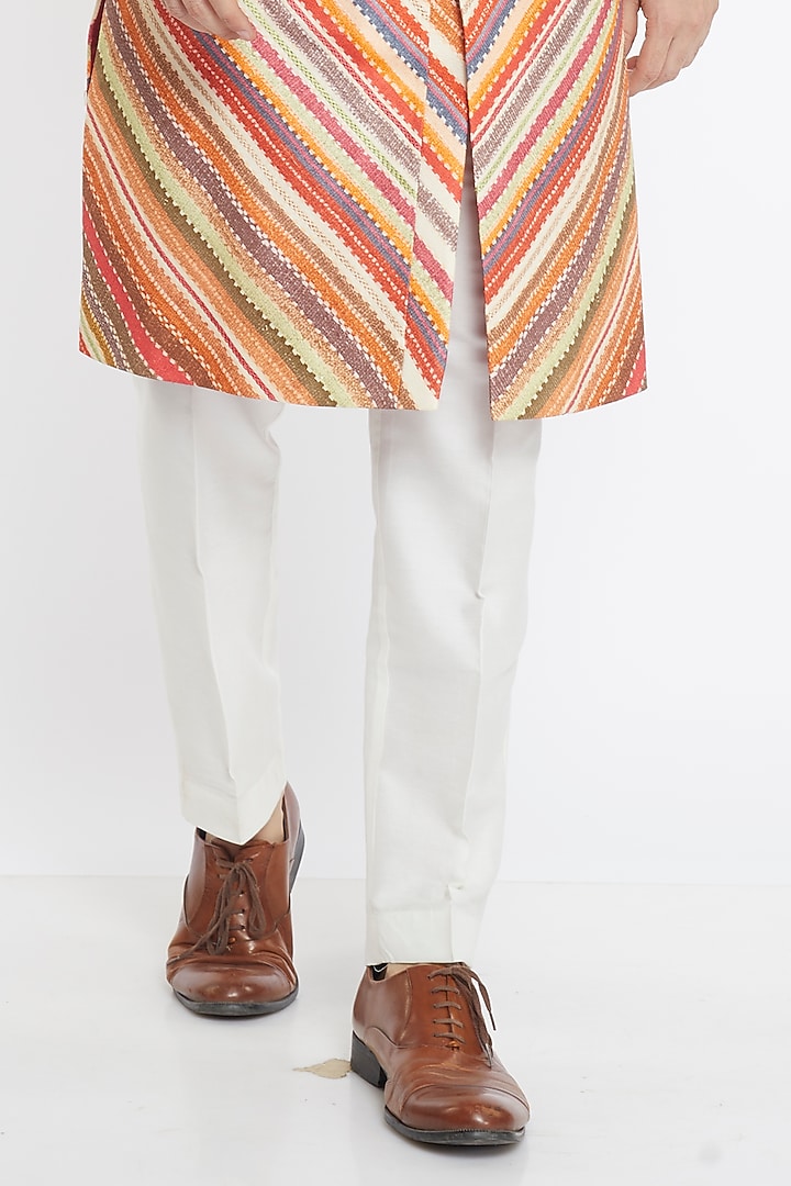 Multi-Coloured Slub Silk Wedding Sherwani Set by PARA at Pernia's Pop Up Shop