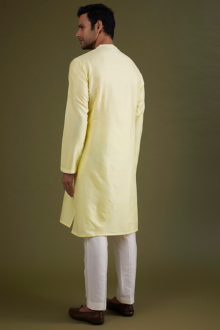 Yellow Georgette Chikankari Embroidered Kurta by PARA at Pernia's Pop Up Shop