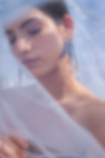 Rose Gold Finish Blue Stone Statement Earrings by PARISHRI at Pernia's Pop Up Shop