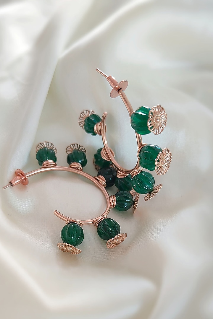 Rose Gold Finish Hoop Earrings by PARISHRI at Pernia's Pop Up Shop