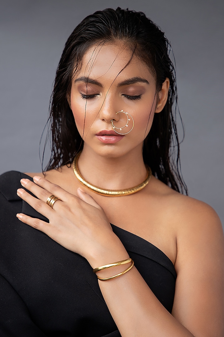Gold Plated Choker Hasli Necklace by PARISHRI at Pernia's Pop Up Shop