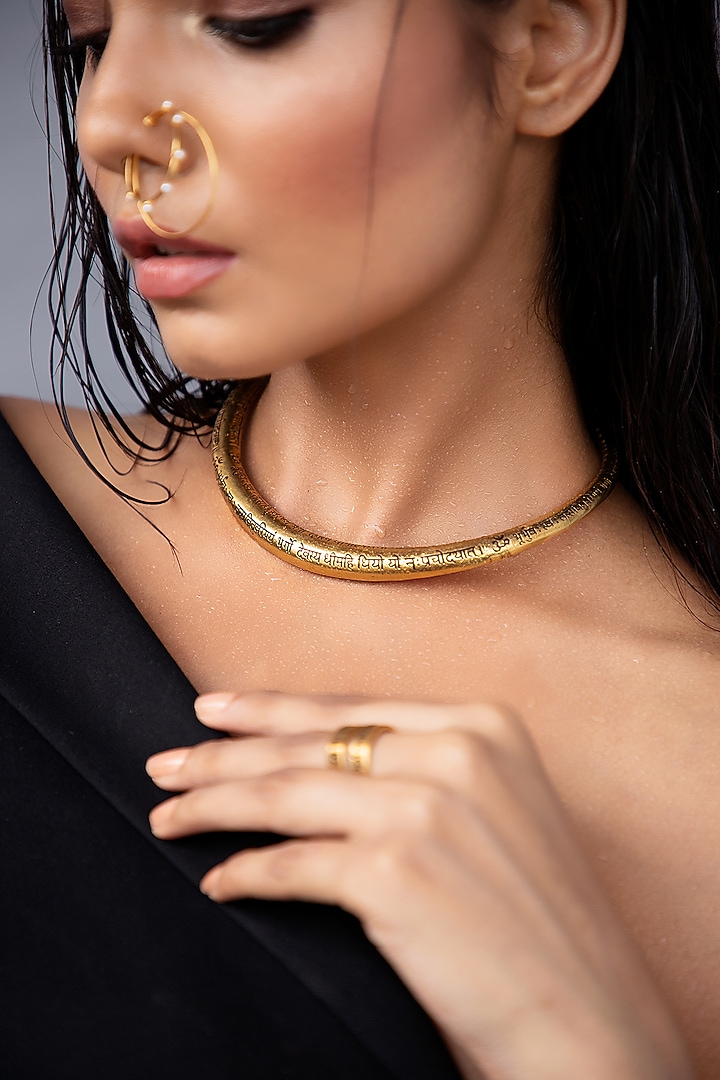 Gold Plated Choker Hasli Necklace by PARISHRI at Pernia's Pop Up Shop