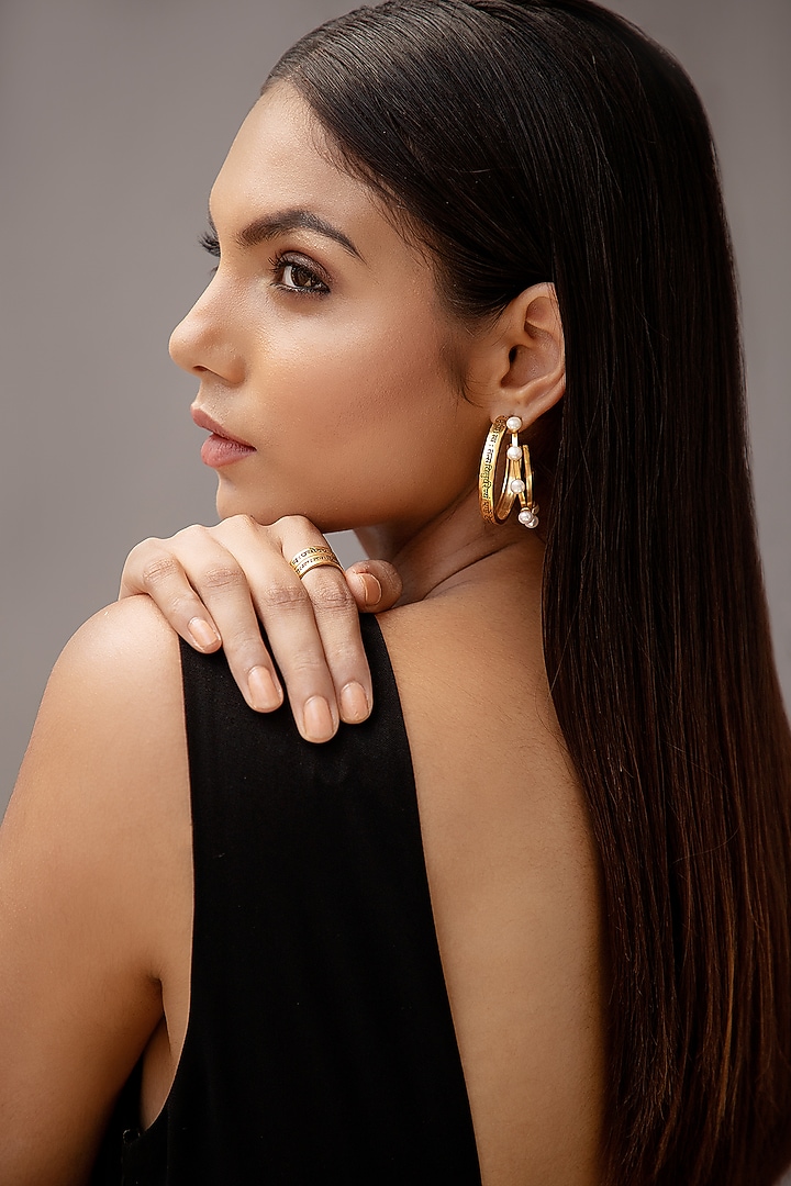 Gold Plated Hoop Earrings by PARISHRI at Pernia's Pop Up Shop