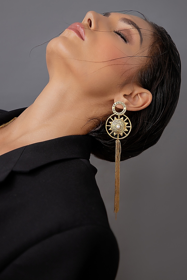 Gold Plated Dangler Earrings by PARISHRI at Pernia's Pop Up Shop