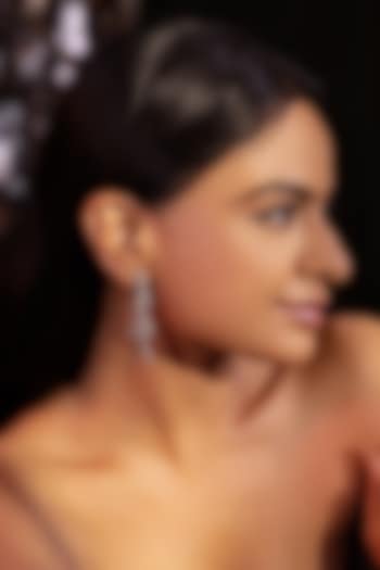 White Rhodium Finish Dangler Earrings by PARISHRI at Pernia's Pop Up Shop