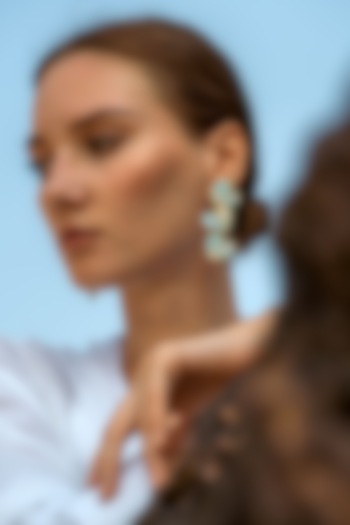 Gold Plated Sweet-Heart Pastel Dangler Earrings by PARISHRI at Pernia's Pop Up Shop