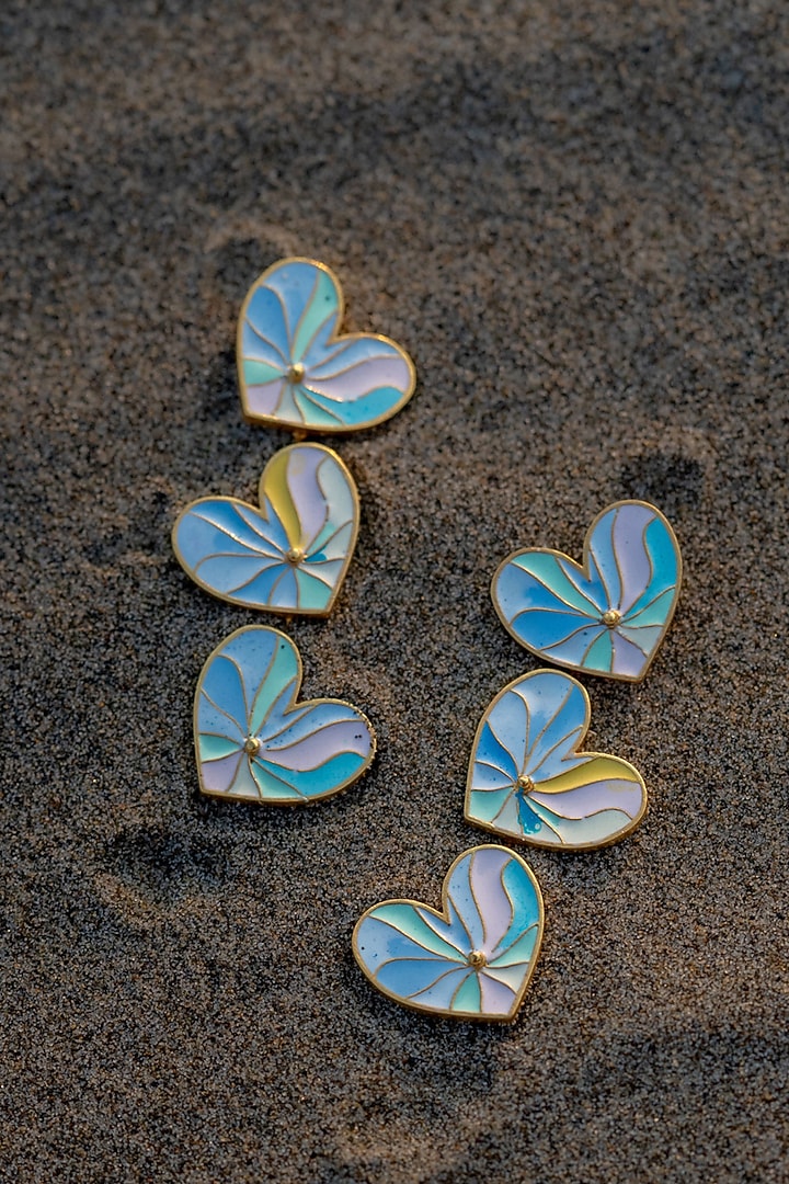 Gold Plated Sweet-Heart Pastel Dangler Earrings by PARISHRI at Pernia's Pop Up Shop