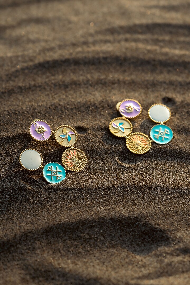 Gold Plated Charm Hoop Earrings by PARISHRI at Pernia's Pop Up Shop