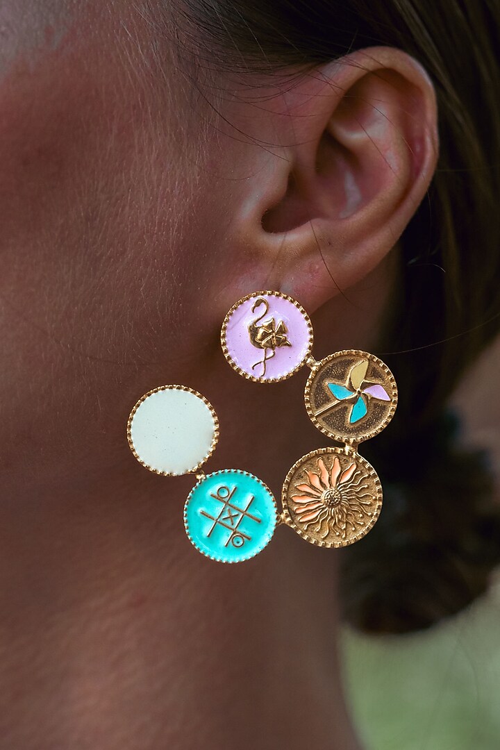 Gold Plated Charm Hoop Earrings by PARISHRI at Pernia's Pop Up Shop