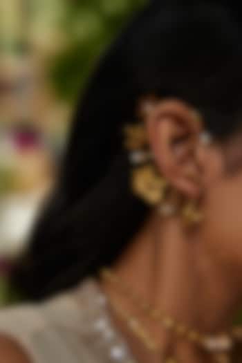 Antique Gold Finish Floral & Bird Motif Mismatch Earcuff by PARISHRI at Pernia's Pop Up Shop
