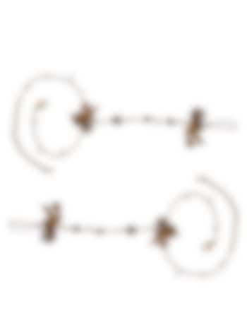 Antique Gold Finish Lotus Motif & Bird Hathphool (Set Of 2) by PARISHRI at Pernia's Pop Up Shop