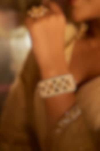 Antique Gold Finish Pearl Handcuff by PARISHRI at Pernia's Pop Up Shop