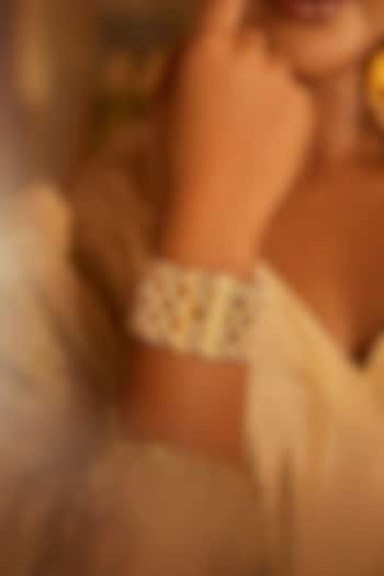 Antique Gold Finish Handcrafted Pearl Cuff by PARISHRI at Pernia's Pop Up Shop
