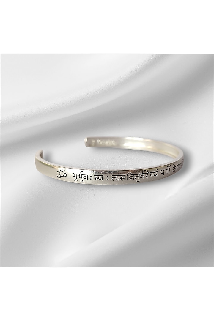 Silver Gayatri Mantra Kada In Sterling Silver by PARISHRI at Pernia's Pop Up Shop