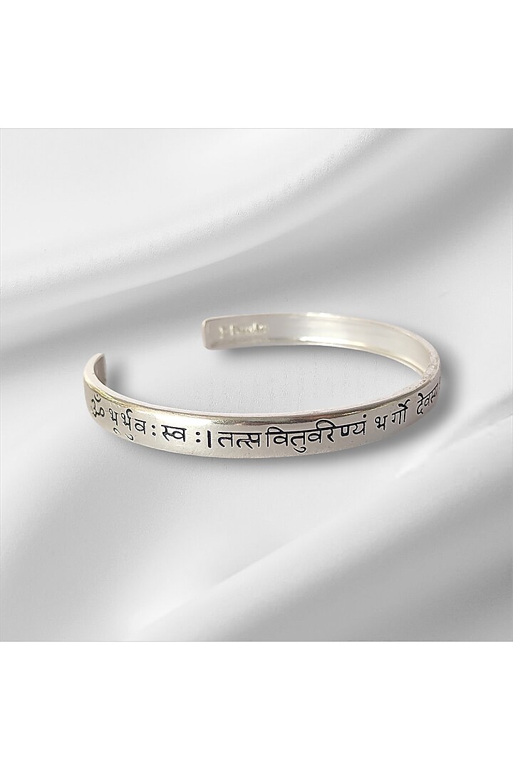 Silver Gayatri Mantra Kada In Sterling Silver by PARISHRI at Pernia's Pop Up Shop
