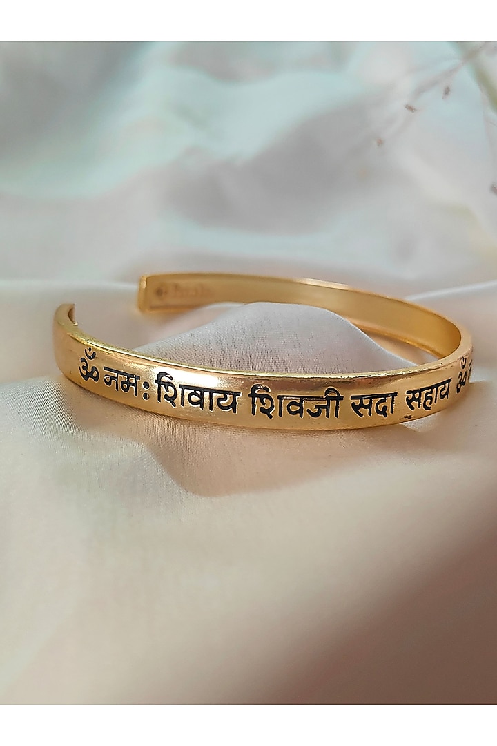 Gold Plated Guruji Mantra Kada by PARISHRI at Pernia's Pop Up Shop