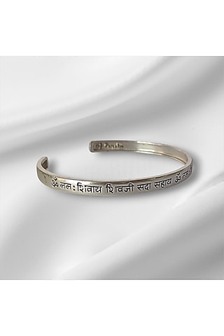 Silver Guruji Mantra Kada In Sterling Silver by PARISHRI