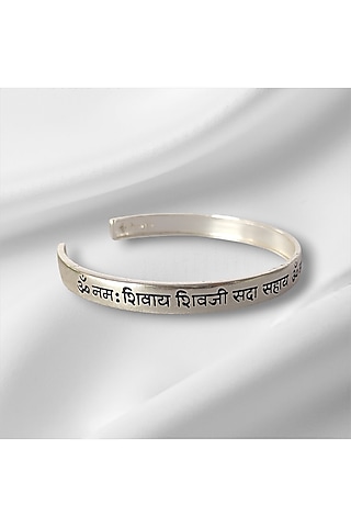 Silver Guruji Mantra Kada In Sterling Silver by PARISHRI