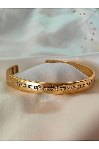 Gold Plated Maha Mrityunjaya Mantra Kada by PARISHRI
