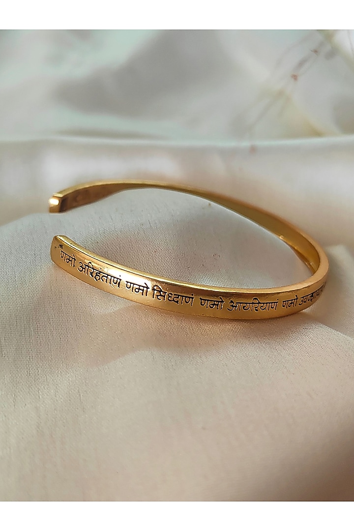 Gold Plated Navkar Mantra Kada by PARISHRI at Pernia's Pop Up Shop