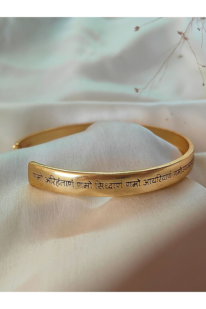 Gold Plated Navkar Mantra Kada by PARISHRI at Pernia's Pop Up Shop