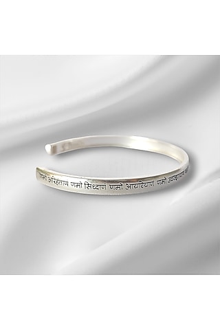 Silver Navkar Mantra Kada In Sterling Silver by PARISHRI