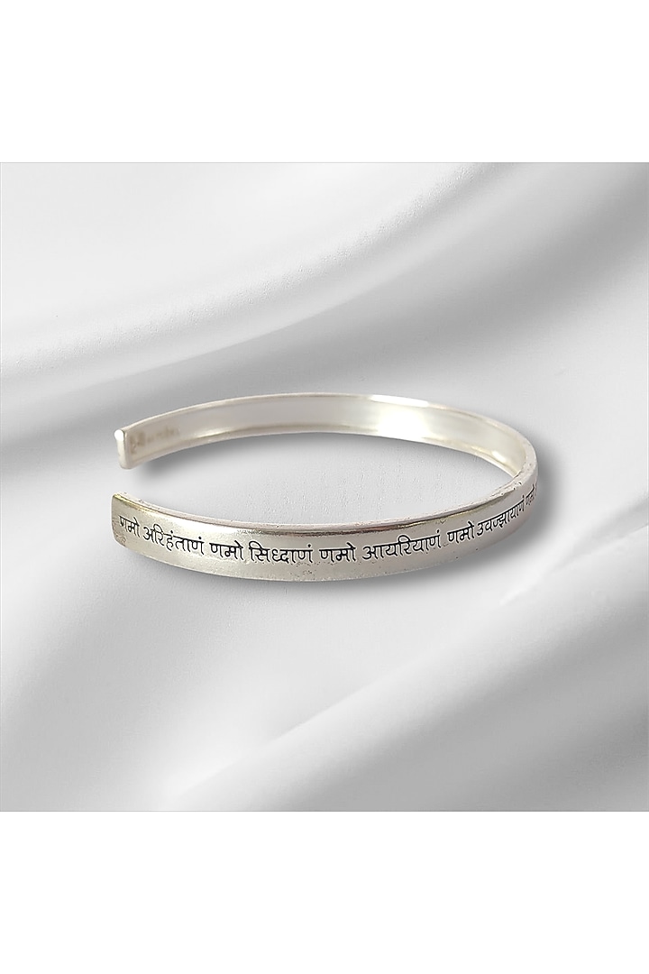 Silver Navkar Mantra Kada In Sterling Silver by PARISHRI at Pernia's Pop Up Shop