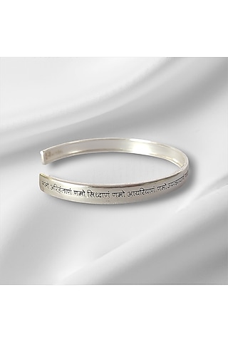 Silver Navkar Mantra Kada In Sterling Silver by PARISHRI