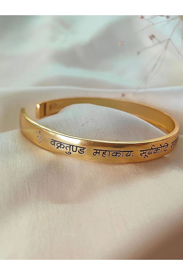 Gold Plated Vakratunda Mahakaya Kada by PARISHRI at Pernia's Pop Up Shop