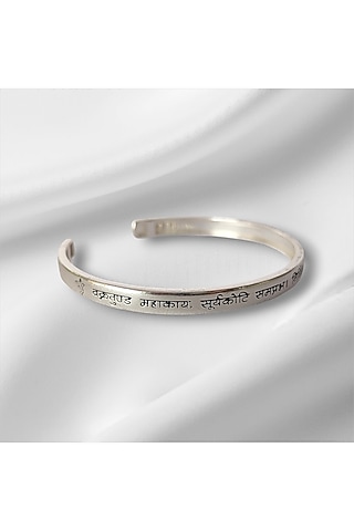 Silver Vakratunda Mahakaya Kada In Sterling Silver by PARISHRI