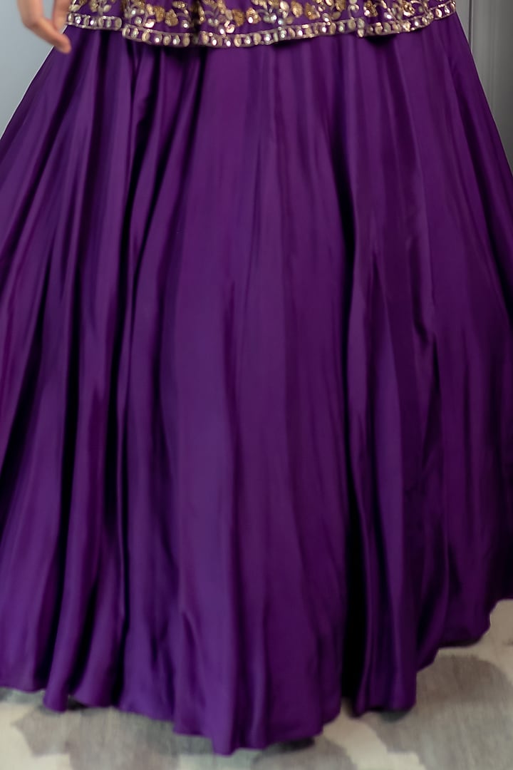 Aubergine Paper Silk Wedding Lehenga Set by Parul Gandhi at Pernia's Pop Up Shop
