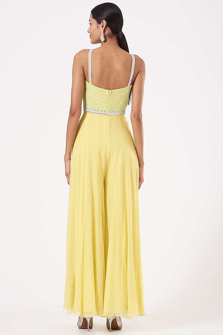 Lime Yellow Embellished Jumpsuit by PARUL GANDHI at Pernia's Pop Up Shop