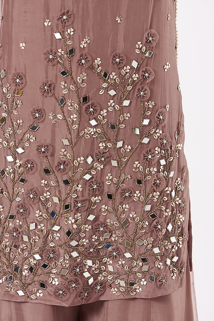 Rose Brown Paper Silk Wedding Sharara Set by PARUL GANDHI at Pernia's Pop Up Shop