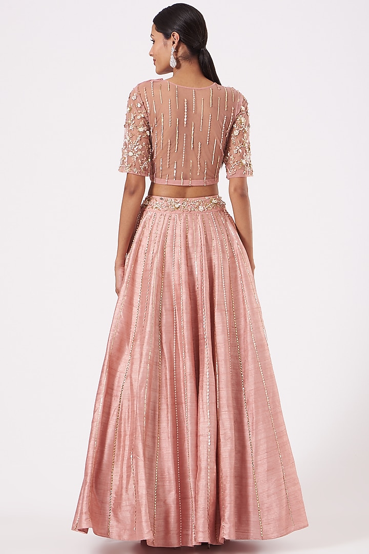 Blush Pink Embroidered Wedding Lehenga Set by PARUL GANDHI at Pernia's Pop Up Shop