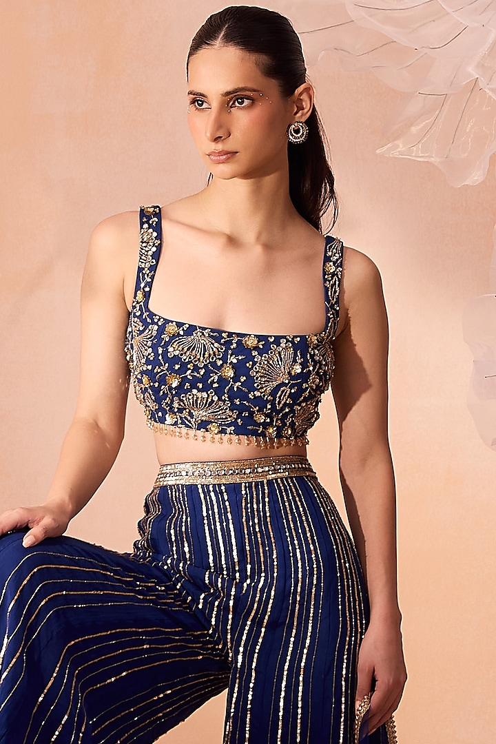 DEEP PURPLE CUTDANA EMBROIDERED SHARARA SET