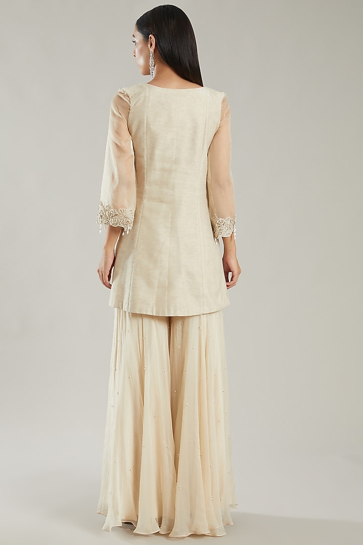 Ivory Embroidered Wedding Sharara Set by PARUL GANDHI at Pernia's Pop Up Shop