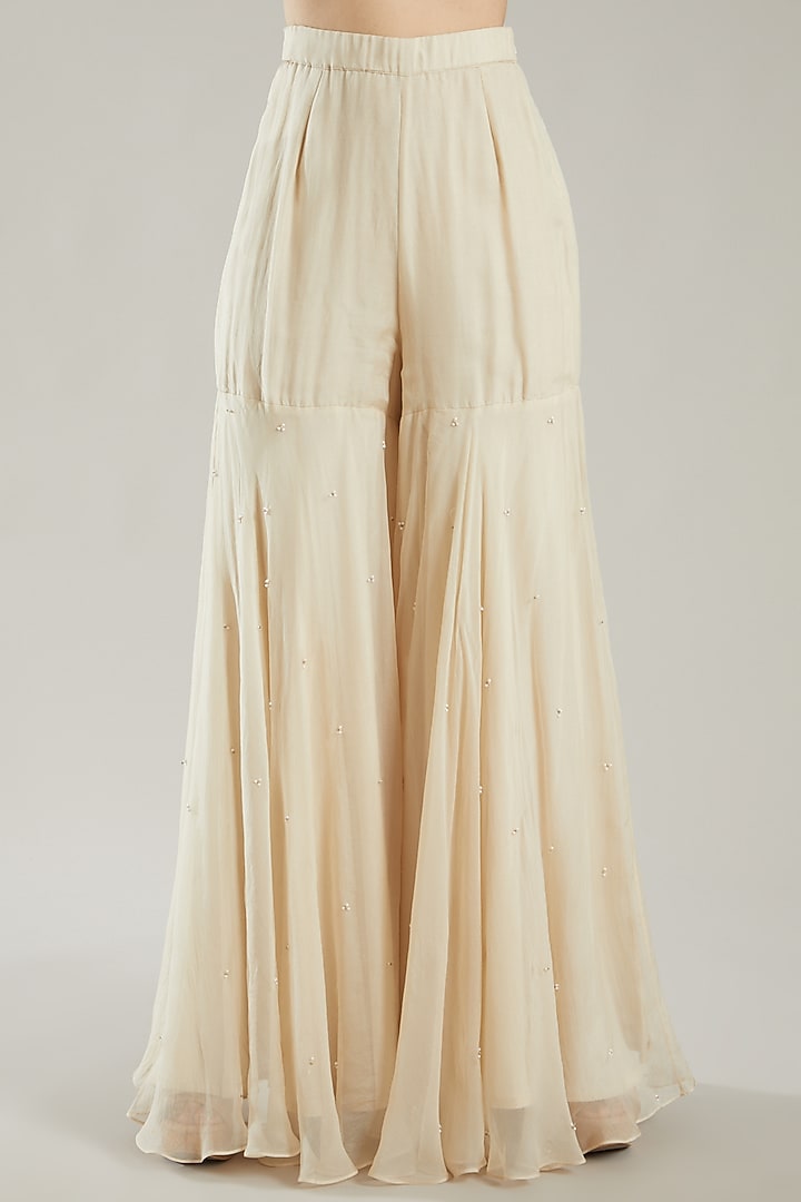 Ivory Embroidered Wedding Sharara Set by PARUL GANDHI at Pernia's Pop Up Shop