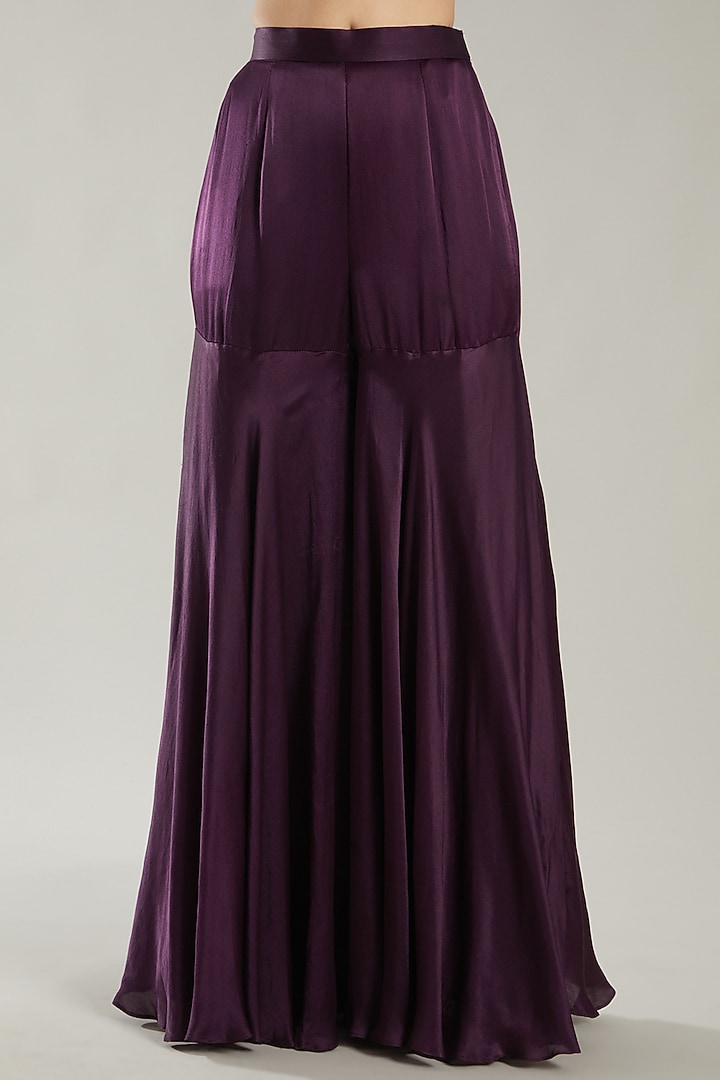 Wine Embroidered Wedding Sharara Set by PARUL GANDHI at Pernia's Pop Up Shop