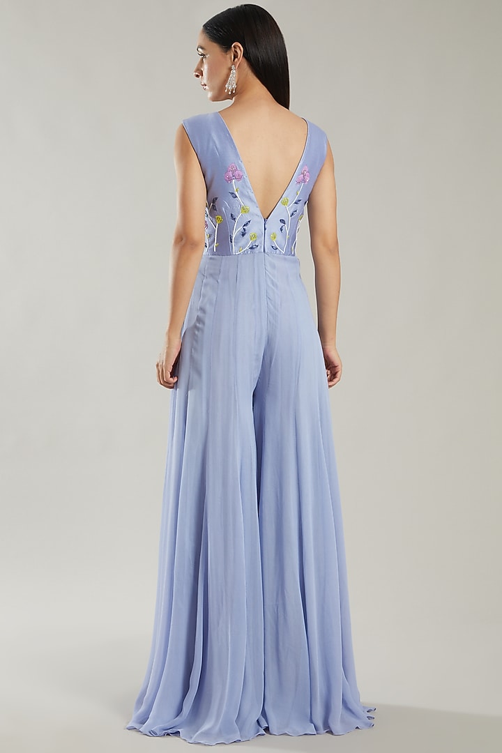 Lavender Embroidered Jumpsuit by PARUL GANDHI at Pernia's Pop Up Shop