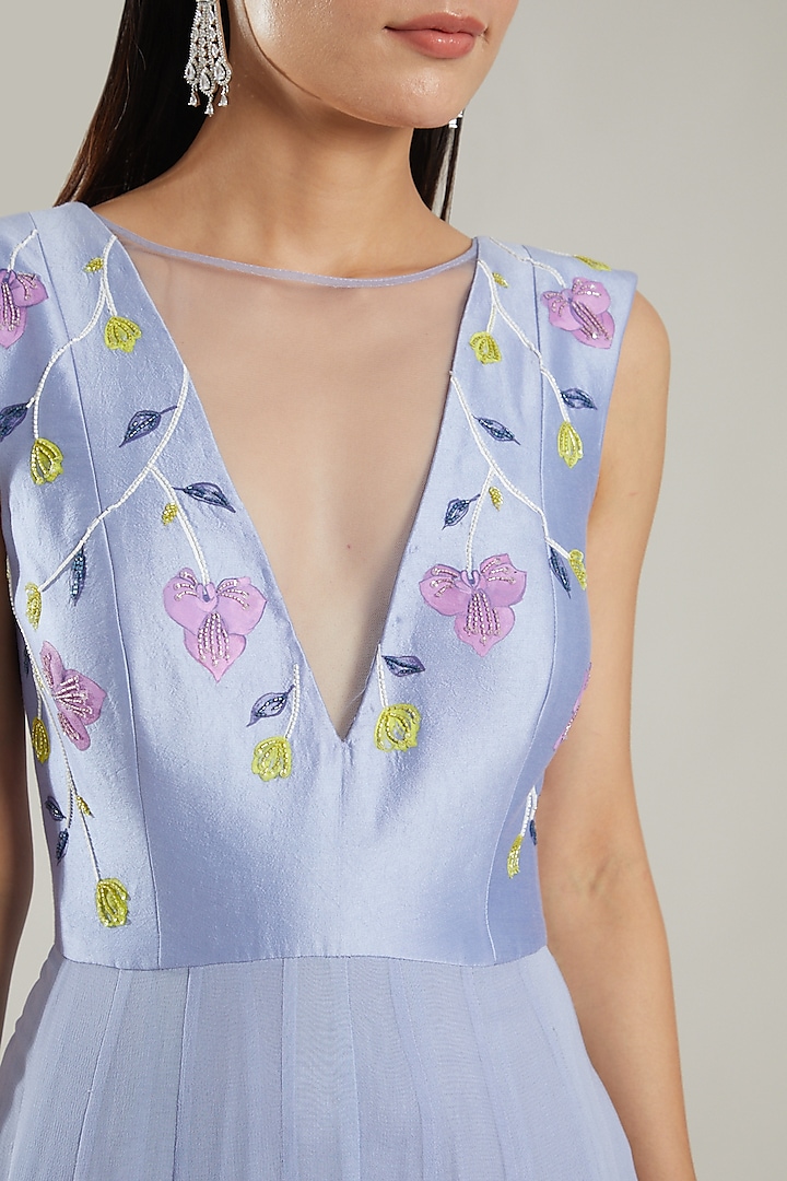 Lavender Embroidered Jumpsuit by PARUL GANDHI at Pernia's Pop Up Shop
