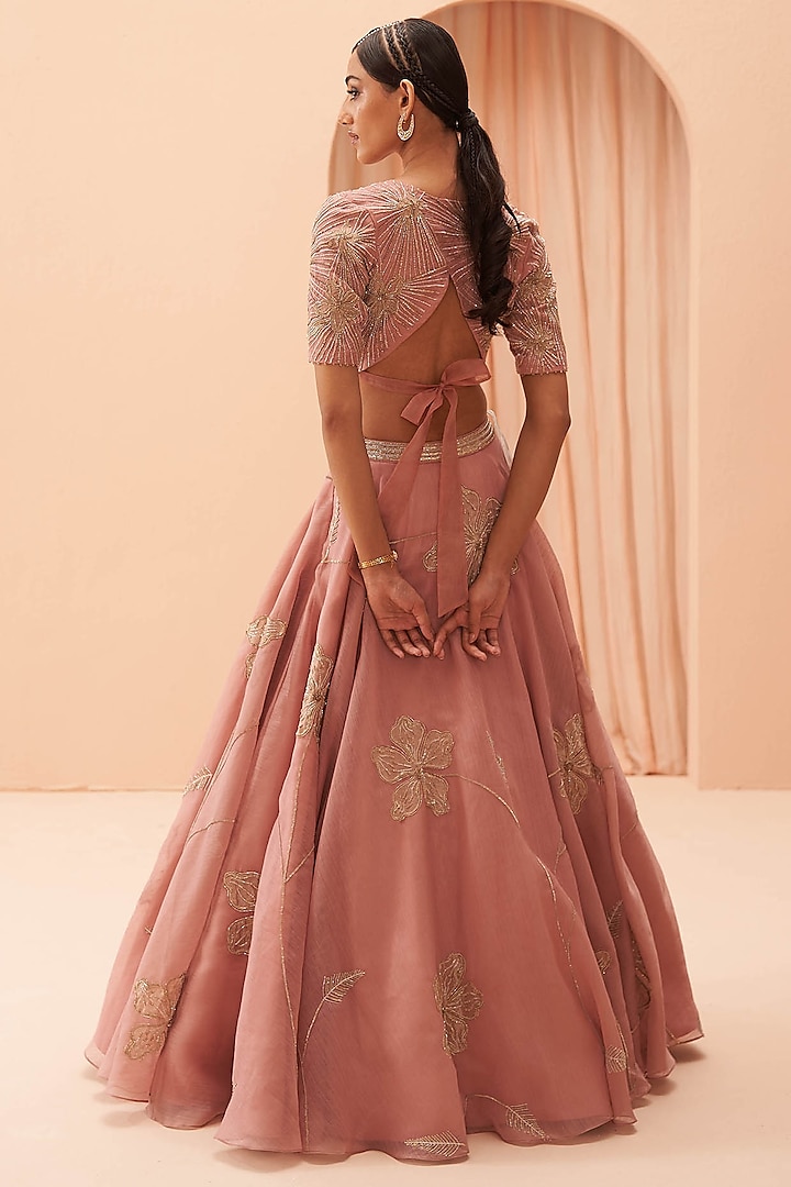 Soft Pink Hand Embroidered Wedding Lehenga Set by Parul Gandhi at Pernia's Pop Up Shop