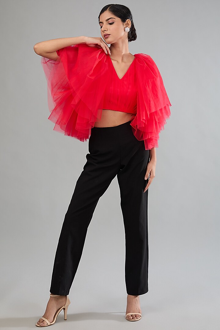 Red Net Top by Parneet Gujral at Pernia's Pop Up Shop