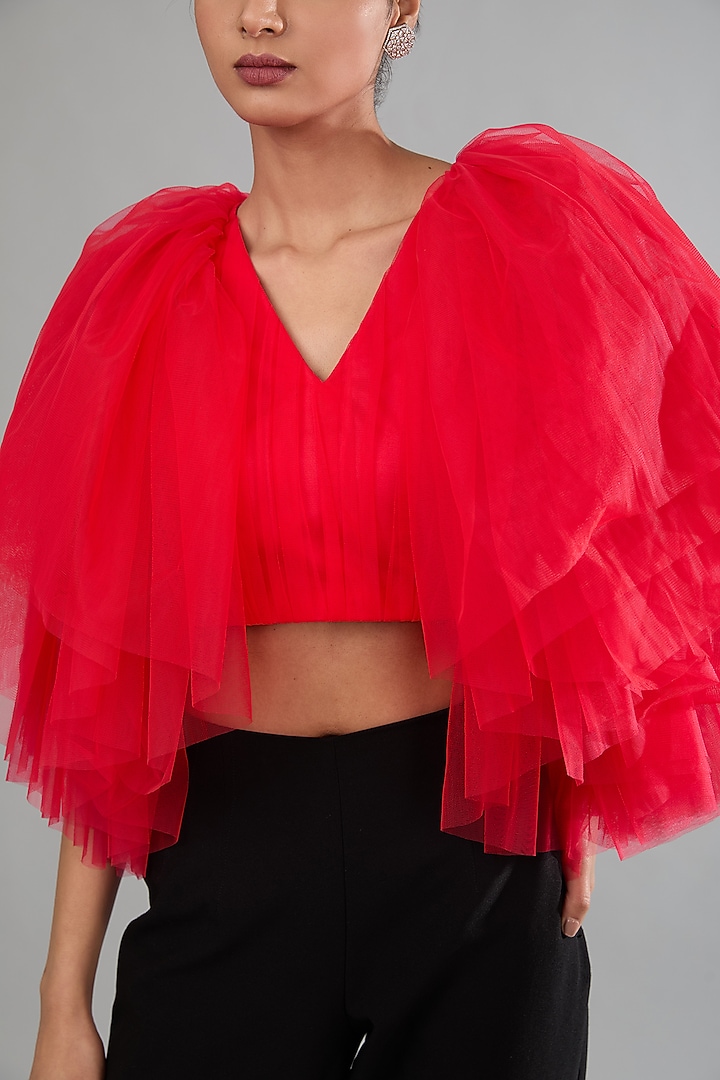 Red Net Top by Parneet Gujral at Pernia's Pop Up Shop