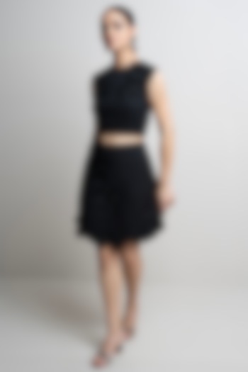 Black Banana Crepe Skirt by Parneet Gujral at Pernia's Pop Up Shop