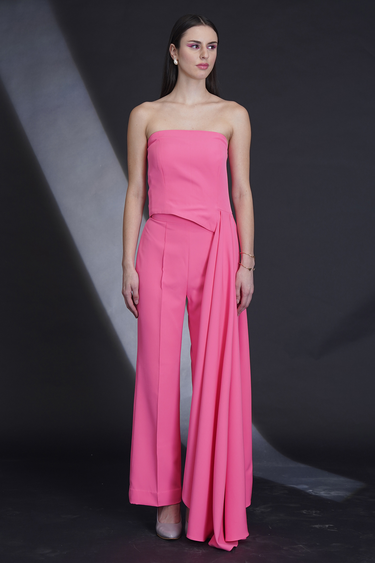 Pink Banana Crepe Jumpsuit by Parneet Gujral at Pernia's Pop Up Shop