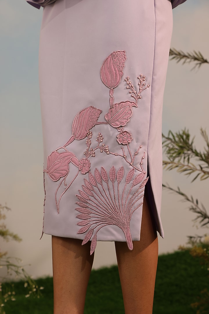Purple Banana Crepe Midi Skirt by Parneet Gujral at Pernia's Pop Up Shop