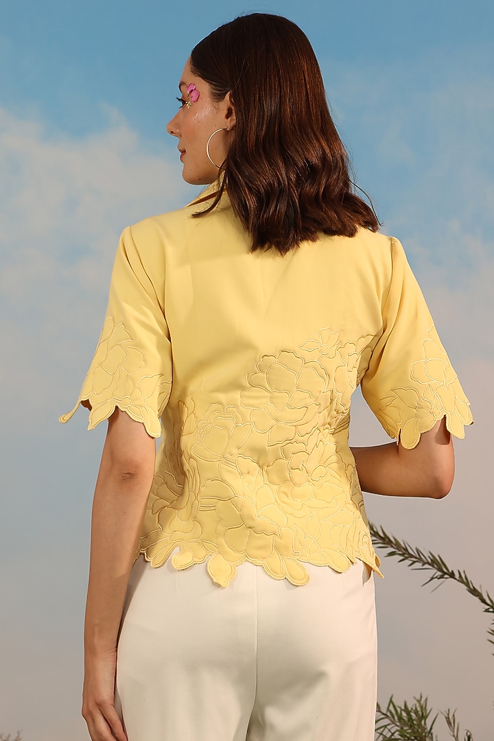 Yellow Banana Crepe Top by Parneet Gujral at Pernia's Pop Up Shop